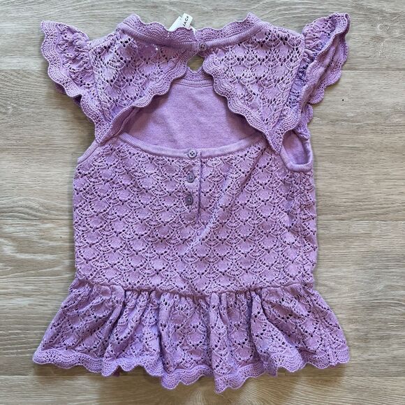 Janie and Jack Crochet Peplum Top Purple Kids-Size 7 - Picture 2 of 6